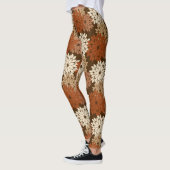 Modern Floral Kimono Print, Donkere Brown en Tan Leggings (Links)