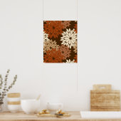 Modern Floral Kimono Print, Donkere Brown en Tan Poster (Keuken)