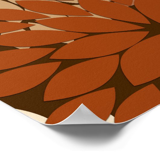 Modern Floral Kimono Print, Donkere Brown en Tan Poster (Hoek)