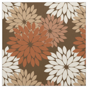 Modern Floral Kimono Print, Donkere Brown en Tan Stof