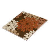 Modern Floral Kimono Print, Donkere Brown en Tan Tegeltje (Zijkant)