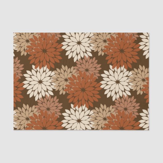 Modern Floral Kimono Print, Donkere Brown en Tan Tissuepapier (Voorkant)