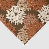 Modern Floral Kimono Print, Donkere Brown en Tan Tissuepapier (Detail)
