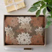 Modern Floral Kimono Print, Donkere Brown en Tan Tissuepapier (Geschenk)