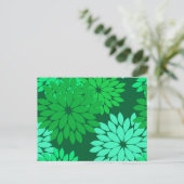 Modern Floral Kimono Print, Emerald and Jade Green Briefkaart (Staand voorkant)