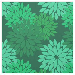 Modern Floral Kimono Print, Emerald and Jade Green Stof