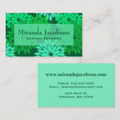 Modern Floral Kimono Print, Emerald and Jade Green Visitekaartje (Voorkant / Achterkant)