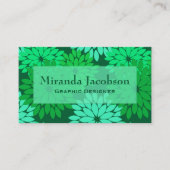 Modern Floral Kimono Print, Emerald and Jade Green Visitekaartje (Voorkant)