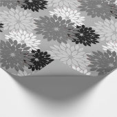 Modern Floral Kimono Print, grijs, zwart en wit Cadeaupapier (Hoek)