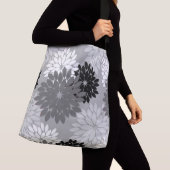 Modern Floral Kimono Print, grijs, zwart en wit Crossbody Tas (Dichtbij)