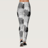 Modern Floral Kimono Print, grijs, zwart en wit Leggings (Achterkant)