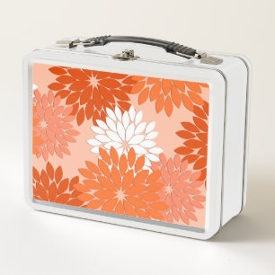 Modern Floral Kimono Print, koraal Sinaasappel op 