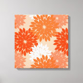 Modern Floral Kimono Print, koraal Sinaasappel op  Canvas Afdruk (Voorkant)