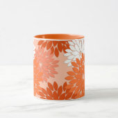 Modern Floral Kimono Print, koraal Sinaasappel op  Mok (Midden)