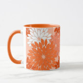 Modern Floral Kimono Print, koraal Sinaasappel op  Mok (Links)