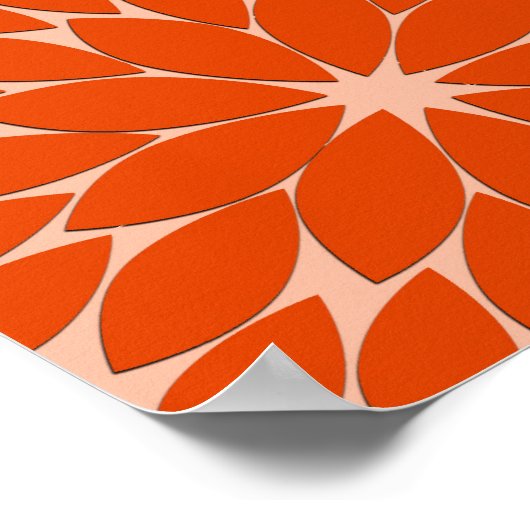 Modern Floral Kimono Print, koraal Sinaasappel op  Poster (Hoek)