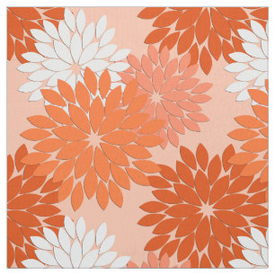 Modern Floral Kimono Print, koraal Sinaasappel op  Stof