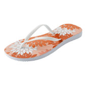 Modern Floral Kimono Print, koraal Sinaasappel op  Teenslippers (Schuin)