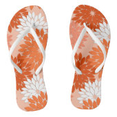Modern Floral Kimono Print, koraal Sinaasappel op  Teenslippers (Voetbed)