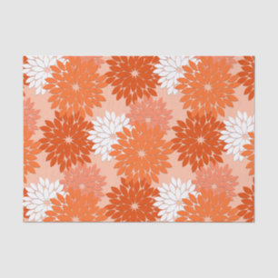 Modern Floral Kimono Print, koraal Sinaasappel op Tissuepapier