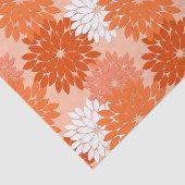 Modern Floral Kimono Print, koraal Sinaasappel op Tissuepapier (Detail)