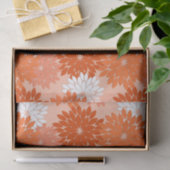 Modern Floral Kimono Print, koraal Sinaasappel op Tissuepapier (Geschenk)