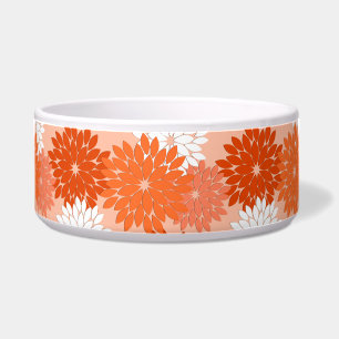 Modern Floral Kimono Print, koraal Sinaasappel op  Voerbakje