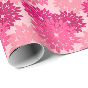 Modern Floral Kimono Print, koraalroze Cadeaupapier