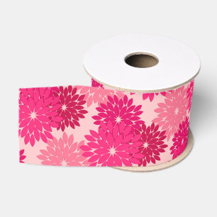 Modern Floral Kimono Print, koraalroze Grosgrain Lint