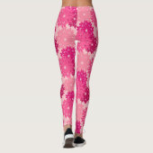 Modern Floral Kimono Print, koraalroze Leggings (Achterkant)
