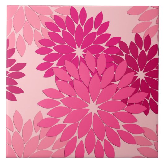 Modern Floral Kimono Print, koraalroze Tegeltje (Voorkant)