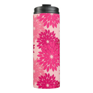 Modern Floral Kimono Print, koraalroze Thermosbeker