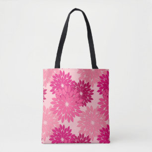 Modern Floral Kimono Print, koraalroze Tote Bag