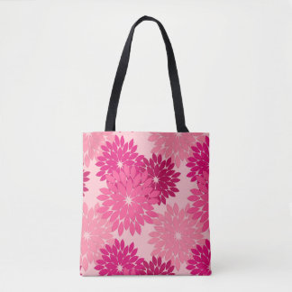 Modern Floral Kimono Print, koraalroze Tote Bag