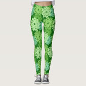 Modern Floral Kimono Print, Lime Green Leggings (Voorkant)