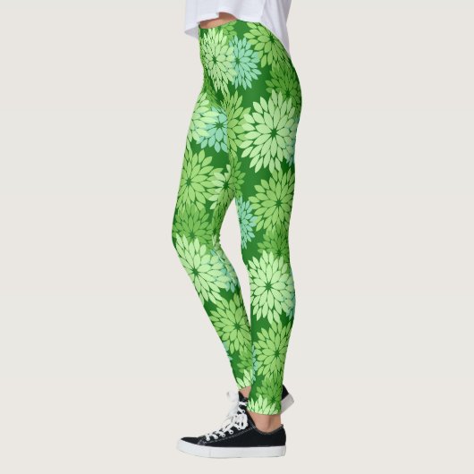 Modern Floral Kimono Print, Lime Green Leggings (Links)