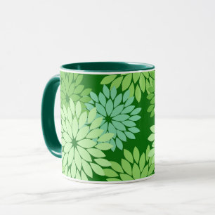 Modern Floral Kimono Print, Lime Green Mok