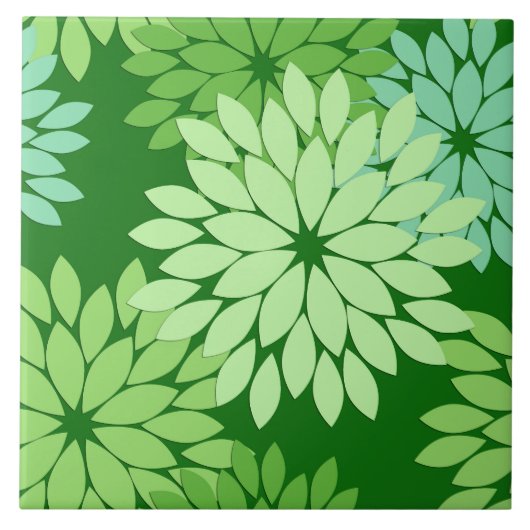 Modern Floral Kimono Print, Lime Green Tegeltje (Voorkant)