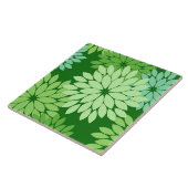 Modern Floral Kimono Print, Lime Green Tegeltje (Zijkant)