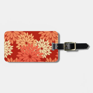 Modern Floral Kimono Print, Mandarijns Oranje Bagagelabel