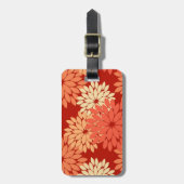 Modern Floral Kimono Print, Mandarijns Oranje Bagagelabel (Voorkant verticaal)