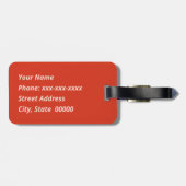 Modern Floral Kimono Print, Mandarijns Oranje Bagagelabel (Achterkant horizontaal)