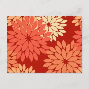 Modern Floral Kimono Print, Mandarijns Oranje Briefkaart