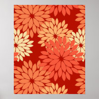 Modern Floral Kimono Print, Mandarijns Oranje