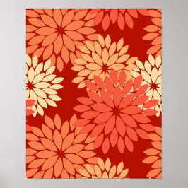 Modern Floral Kimono Print, Mandarijns Oranje Poster