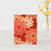 Modern Floral Kimono Print, Mandarijnse Oranje kaa Kaart (Gele Bloem)