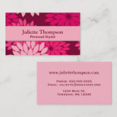 Modern Floral Kimono Print, Roze en Bourgogne Visitekaartje (Voorkant / Achterkant)
