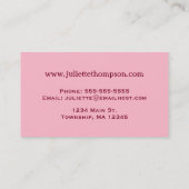 Modern Floral Kimono Print, Roze en Bourgogne Visitekaartje (Achterkant)