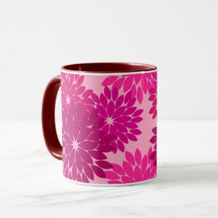 Modern Floral Kimono Print, Roze, Fuchsia and Wine Mok