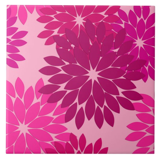 Modern Floral Kimono Print, Roze, Fuchsia and Wine Tegeltje (Voorkant)
